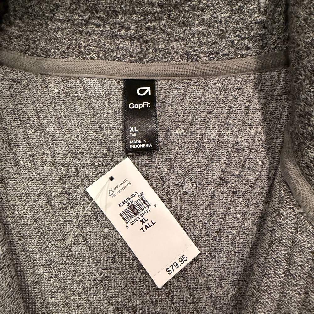 GAP Heather Gray Quarter-Zip Pullover Sweatshirt … - image 2